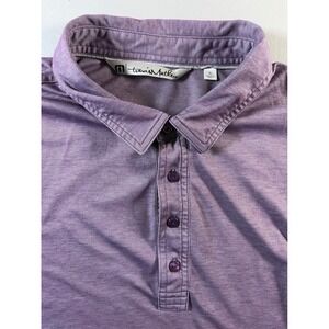 TravisMathew‎ Polo Shirt Mens XL Purple Short Sleeve Heathered Golf Performance